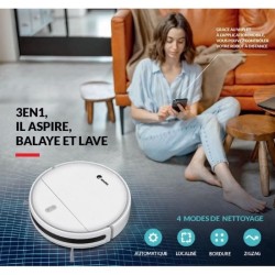 Aspirateur Robot Wifi FAGOR FG028 - 3 en 1 : Balaye, aspire et lave - Bac poussiere : 200 ml - Bac a eau : 230 ml