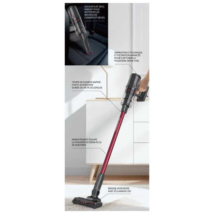 FAGOR FG1412 - Aspirateur balai sans fil - 2 en 1 - 40 min autonomie -