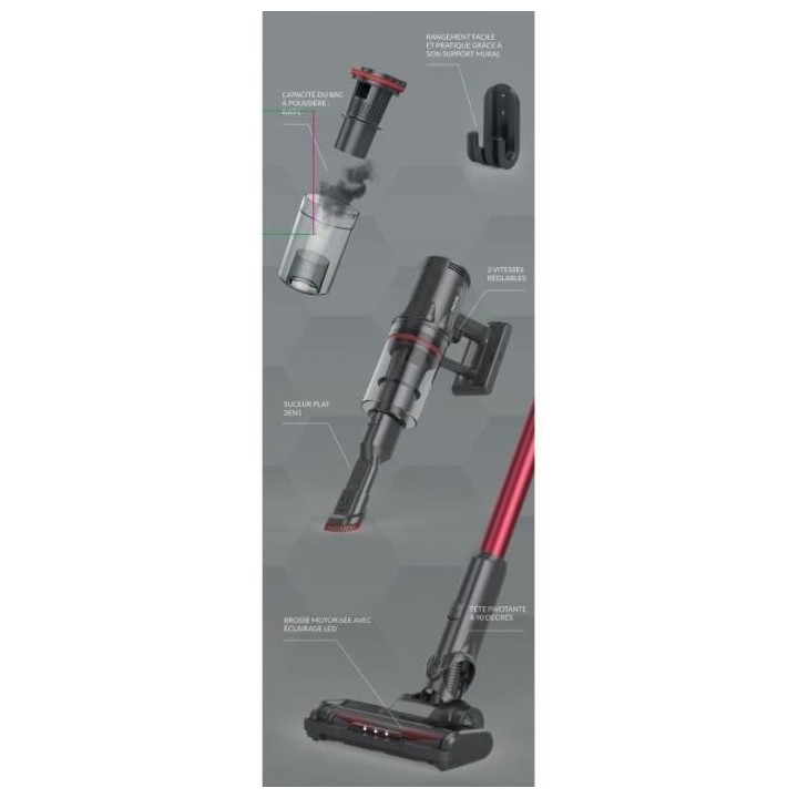 FAGOR FG1412 - Aspirateur balai sans fil - 2 en 1 - 40 min autonomie -