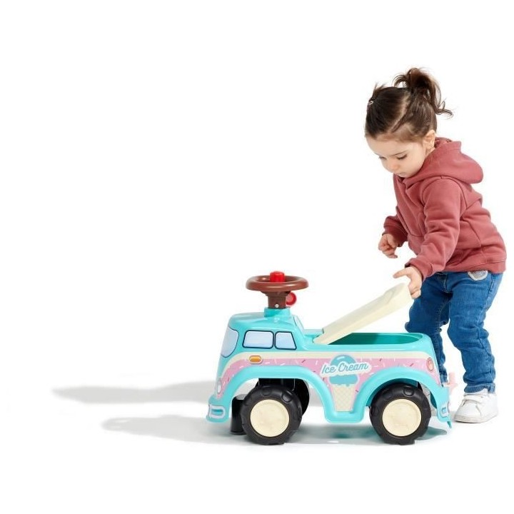 FALK - Porteur Glacier - assise ouvrante, volant directionnel avec kla