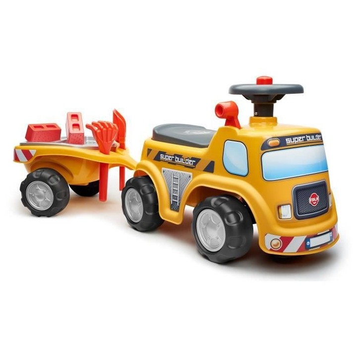 FALK - Porteur Chantier Super Builder - assise ouvrante et volant dire