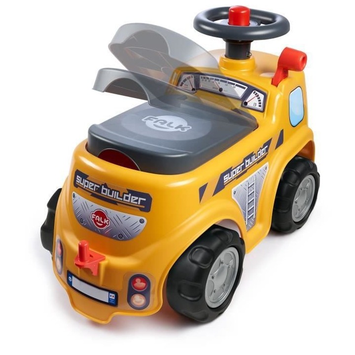 FALK - Porteur Chantier Super Builder - assise ouvrante et volant dire