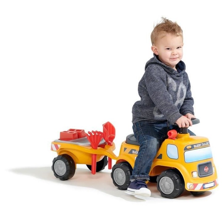 FALK - Porteur Chantier Super Builder - assise ouvrante et volant dire