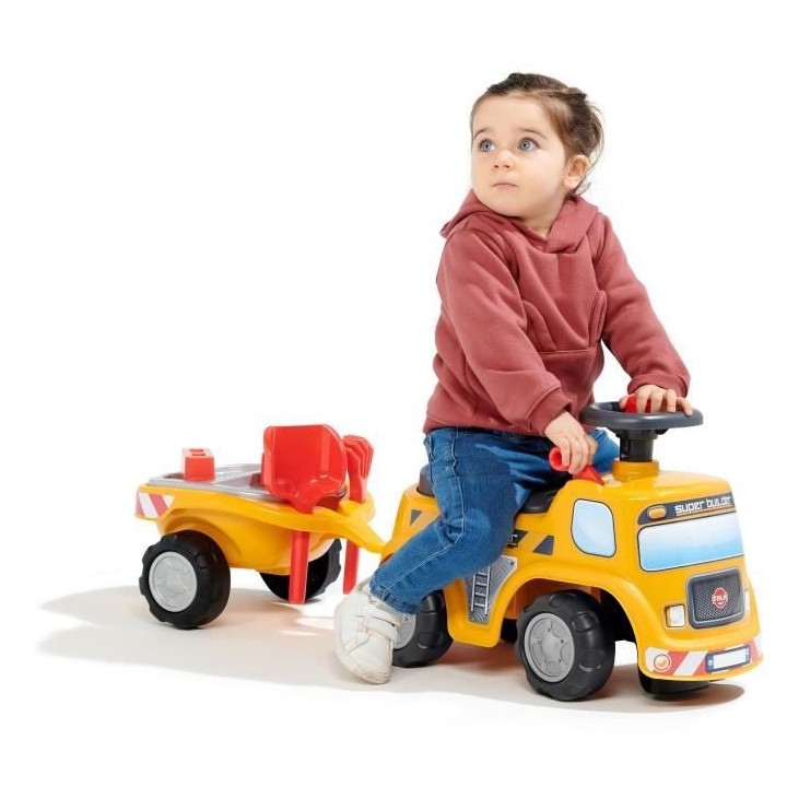 FALK - Porteur Chantier Super Builder - assise ouvrante et volant dire