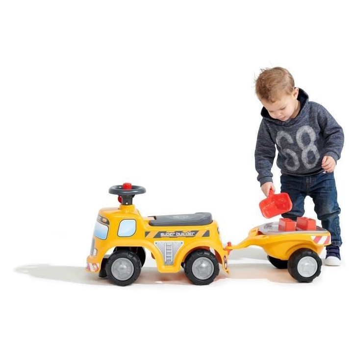 FALK - Porteur Chantier Super Builder - assise ouvrante et volant dire