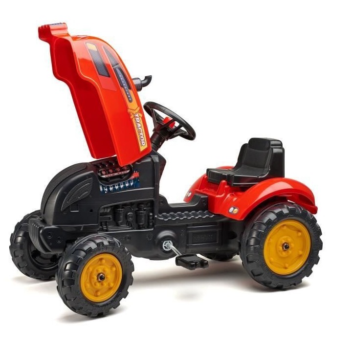 FALK - 2046AB - Tracteur a pédales X Tractor rouge avec capot ouvrant
