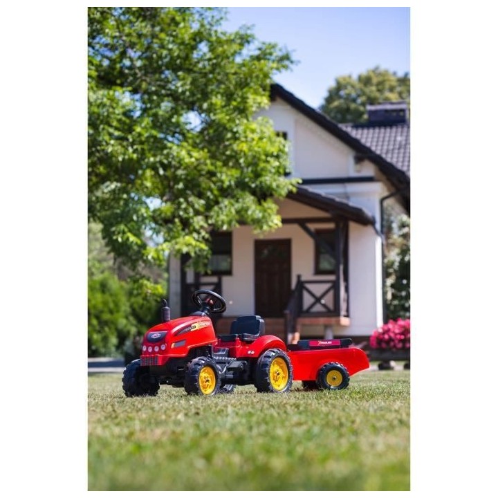 FALK - 2046AB - Tracteur a pédales X Tractor rouge avec capot ouvrant