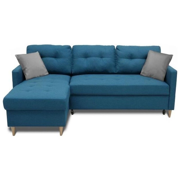 Canapé d'angle convertible réversible 4 places FALSLEV - Tissu bleu