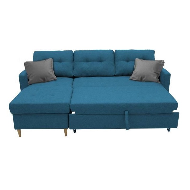 Canapé d'angle convertible réversible 4 places FALSLEV - Tissu bleu