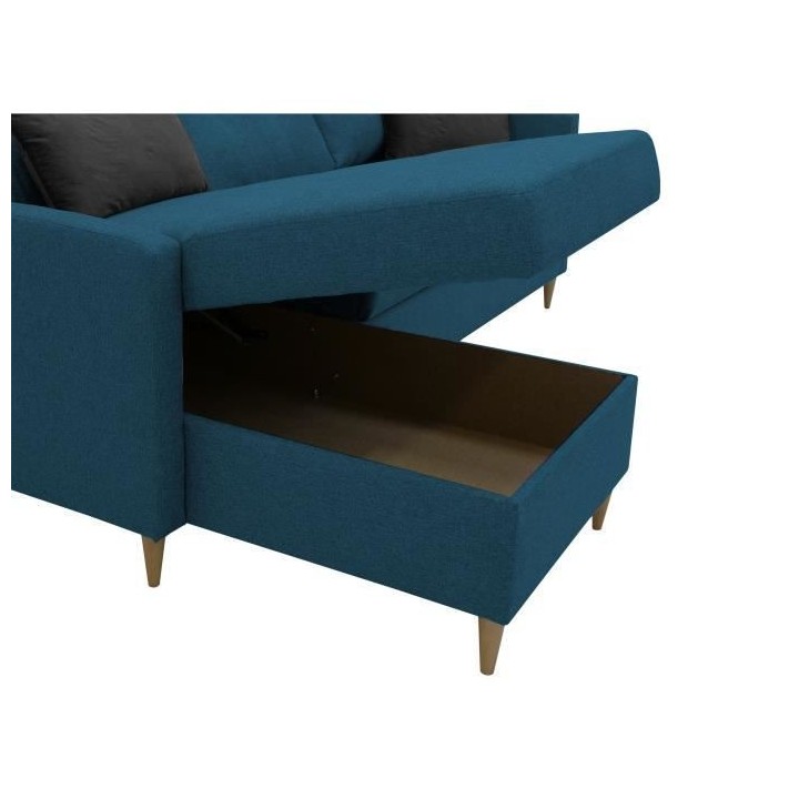 Canapé d'angle convertible réversible 4 places FALSLEV - Tissu bleu