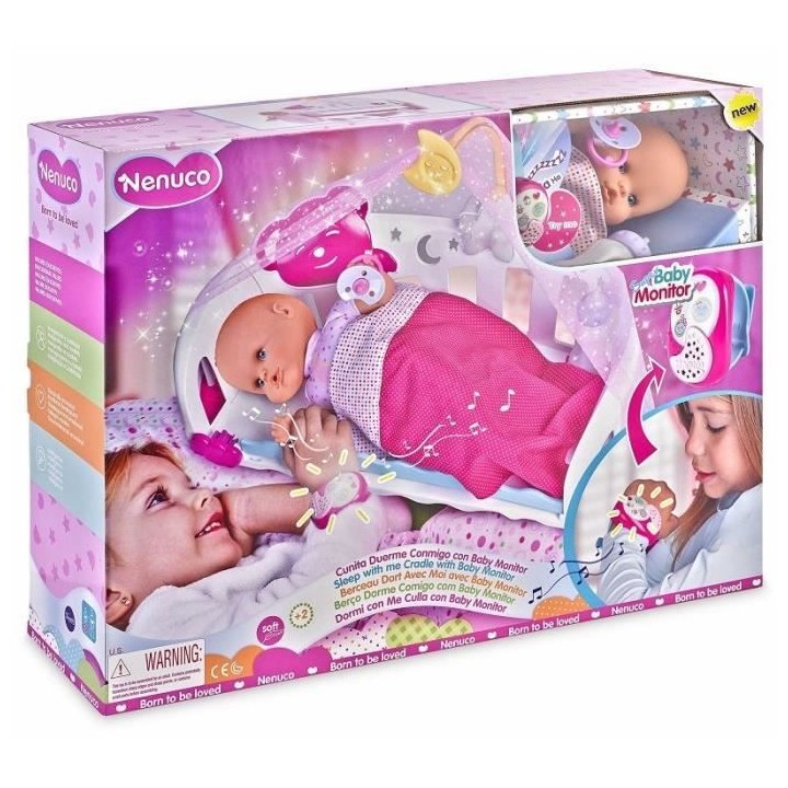 NENUCO - Poupon Interactif Dort avec moi et son Baby Monitor - 35cm