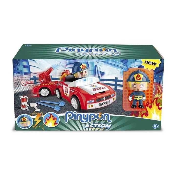 Pinypon Action - Coffret Véhicule de Pompier avec 1 figurine et acces