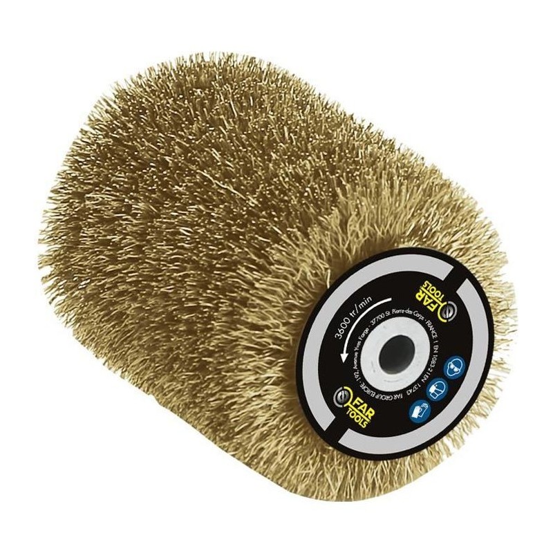 Brosse fil laitonné 0,3mm Ø80mm - L 100mm pour décaper/dégriser