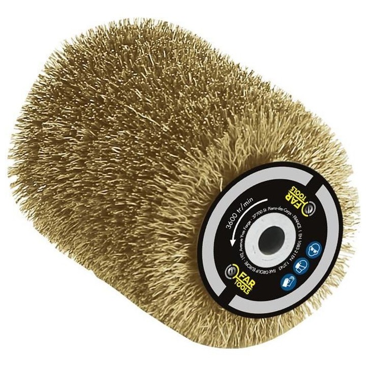 Brosse fil laitonné 0,3mm Ø80mm - L 100mm pour décaper/dégriser