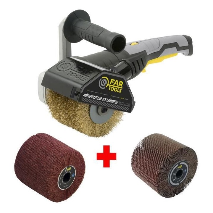 FARTOOLS Rénovateur REX120C + brosse a lamelles et brosse fibre synth