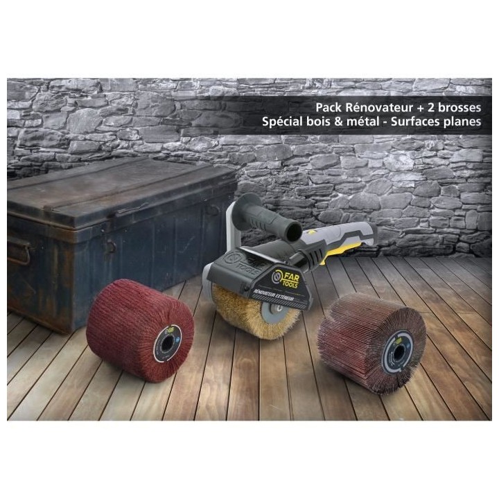 FARTOOLS Rénovateur REX120C + brosse a lamelles et brosse fibre synth