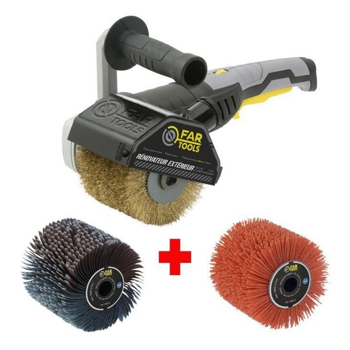 FARTOOLS - Rénovateur REX120C + brosse lanieres abrasives et nylon