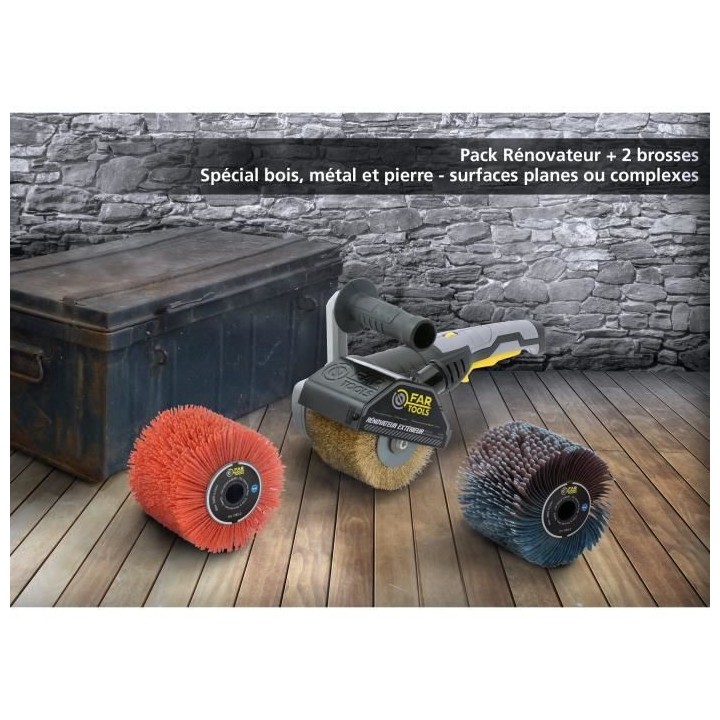 FARTOOLS - Rénovateur REX120C + brosse lanieres abrasives et nylon