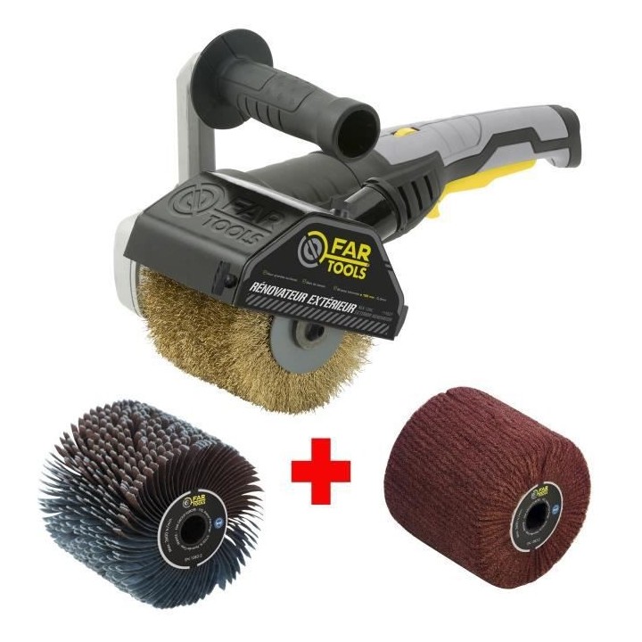FARTOOLS – Rénovateur REX120C + brosse lanieres abrasives et fibre
