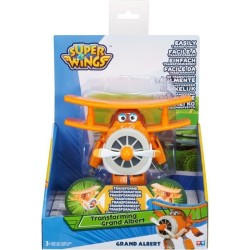 SUPER WINGS – TRANSFORMING GRAND ALBERT – Avion Jouet Transformable et Figurine Robot 12 cm – Jouet Enfant 3 ans+