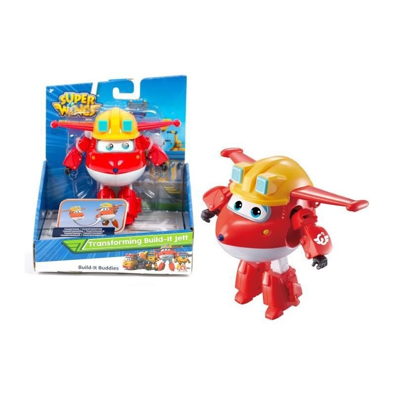 SUPER WINGS – TRANSFORMING JETT CONSTRUCTION – Avion Jouet Transformable et Figurine Robot Jouet Enfant – Personnage et Ro