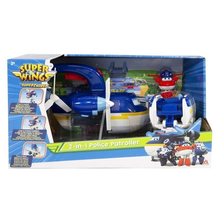 SUPER WINGS – AVION JOUET POLICE PATROLLER + 1 FIGURINE JETT POLICE