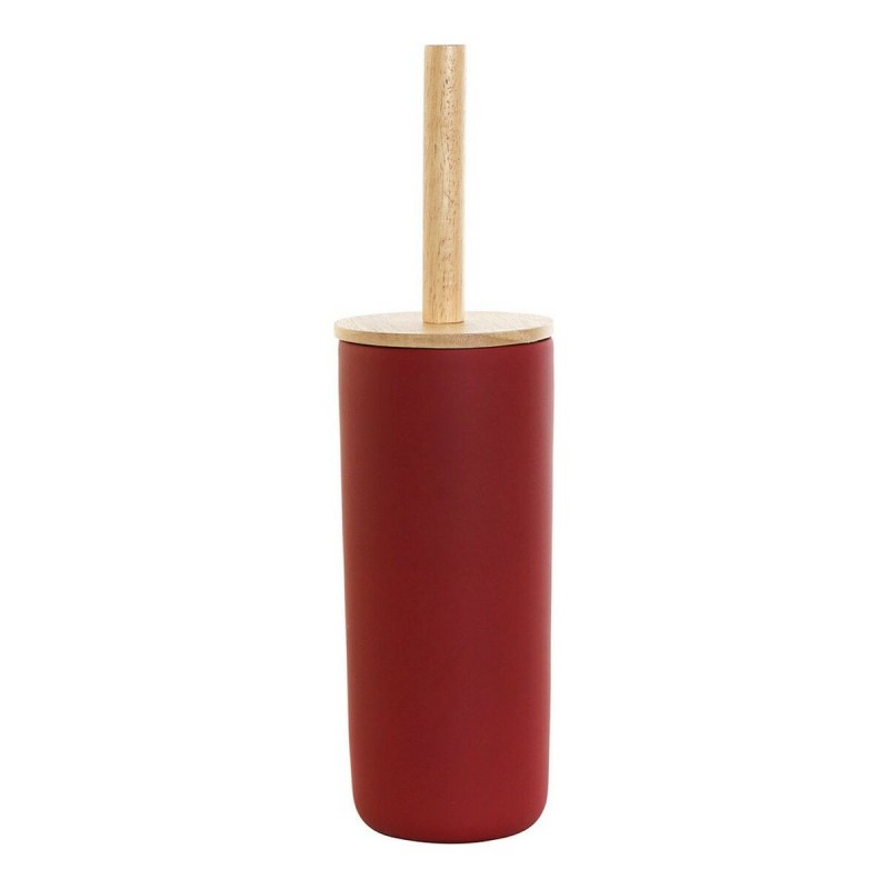 Brosse de salle de wc DKD Home Decor Rouge Bambou Grès Scandi 11,5 x 11,5 x 39 cm