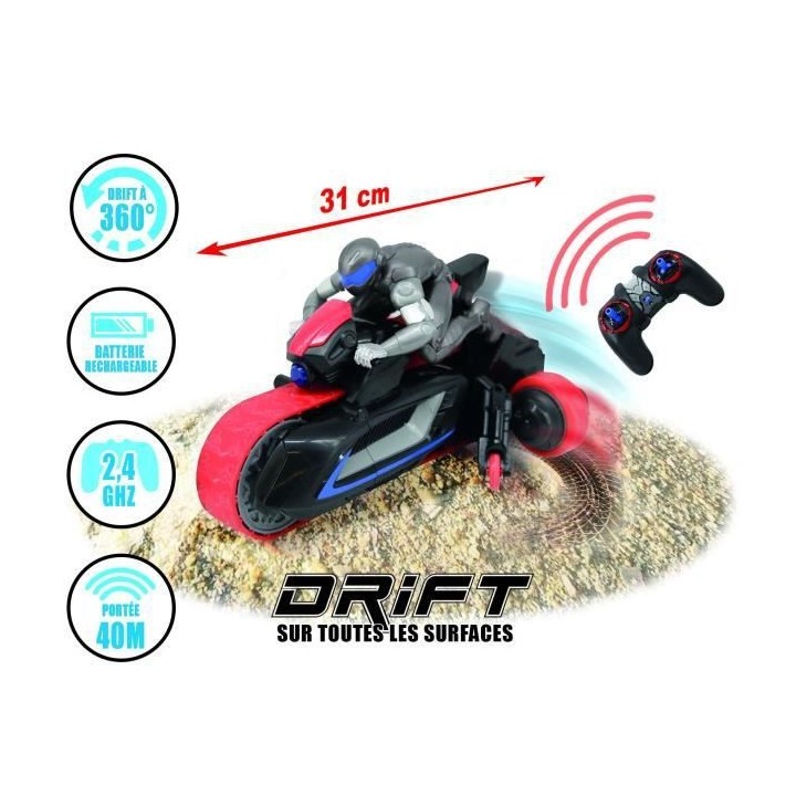 TERRATRAX – MOTO RADIOCOMMANDÉE – Moto Jouet Tout-Terrain a Rotat