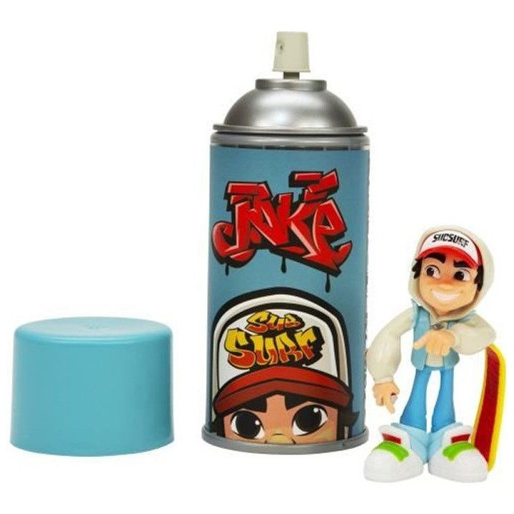 SUBWAY SURFERS – FIGURINE JAKE AVEC SKATEBOARD – Spray et Figurine