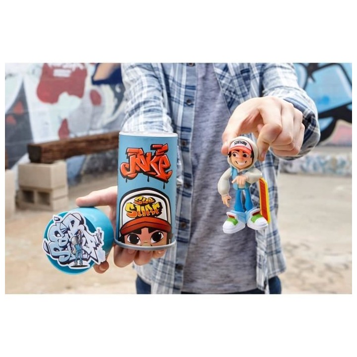 SUBWAY SURFERS – FIGURINE JAKE AVEC SKATEBOARD – Spray et Figurine