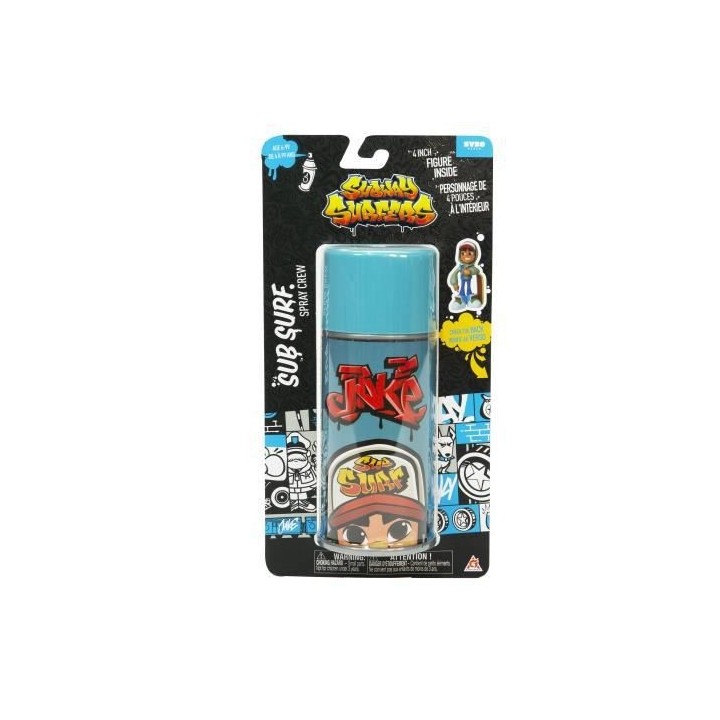 SUBWAY SURFERS – FIGURINE JAKE AVEC SKATEBOARD – Spray et Figurine