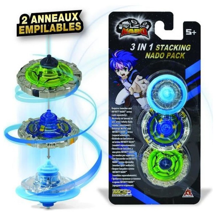 INFINITY NADO – TOUPIE NADO ET 2 ANNEAUX EMPILABLES – Pack 3 en 1