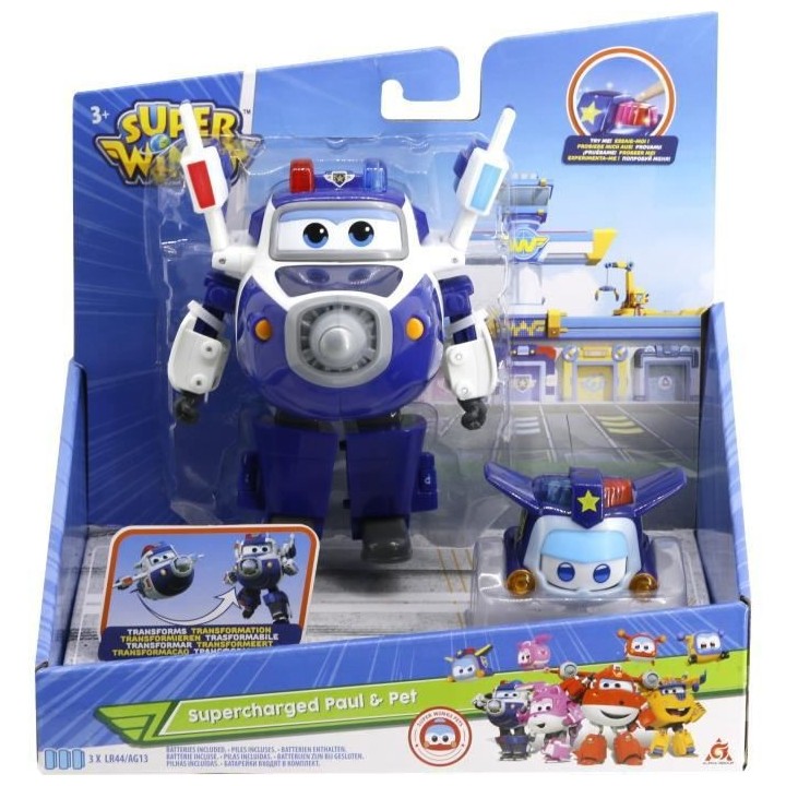 SUPER WINGS – TRANSFORMING PAUL SUPERCHARGE + FIGURINE SUPER MINI PA