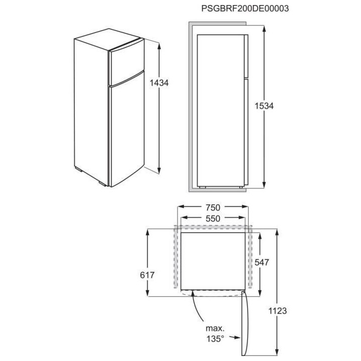 FAURE FTAN24FU0 Réfrigérateur congélateur haut - 205L (164L+41L) -