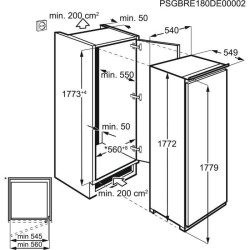 Faure FRDN18FS2 - Réfrigérateur 1 Porte Encastrable - 310L - Froid Brassé - L 56 x H 178 cm - Fixation Glissiere