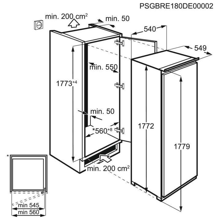FAURE FEDN18FS1 - Réfrigérateur 1 Porte Encastrable - 281L (259 + 22