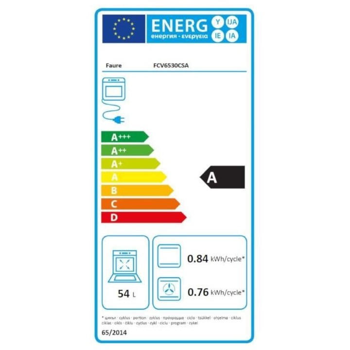 FAURE FCV6530CSA - Cuisiniere table vitrocéramique-4 zones-8485W-Four