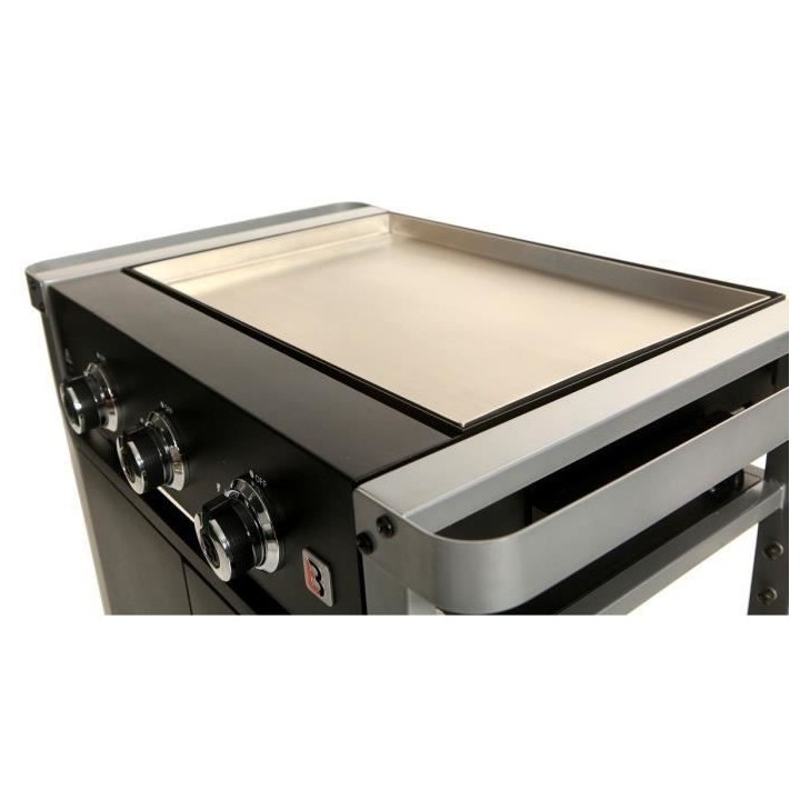 Plancha a gaz sur chariot 3 feux - Inox - 121x53,5x92,5 cm