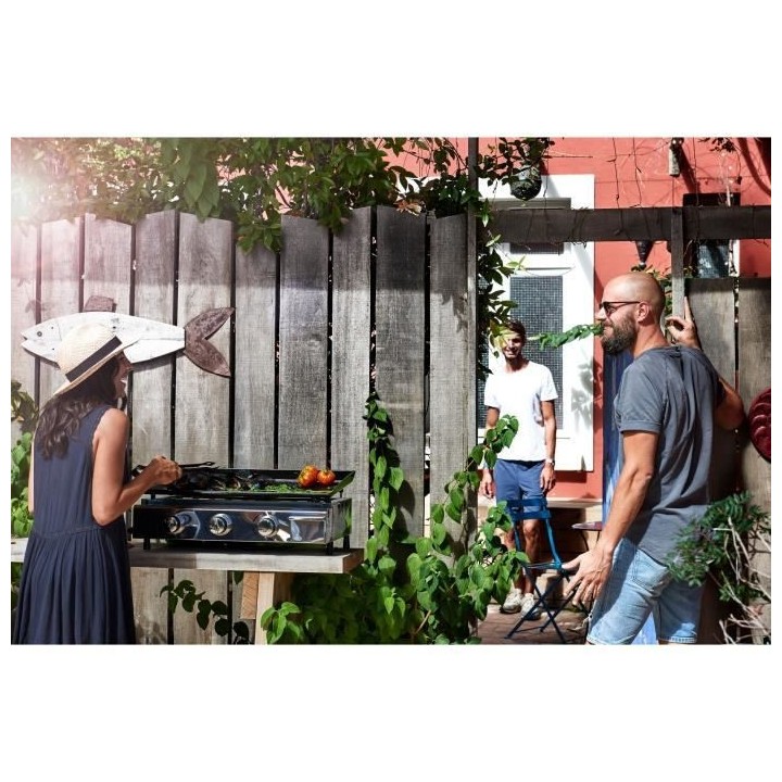 Plancha a Gaz Brasilia 3 feux a poser - Acier émaillé - 67 x 41,4 x