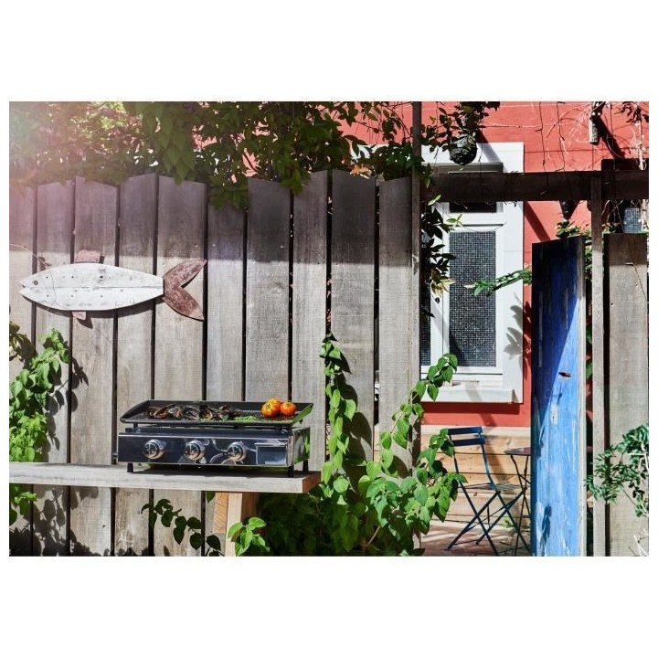 Plancha a Gaz Brasilia 3 feux a poser - Acier émaillé - 67 x 41,4 x