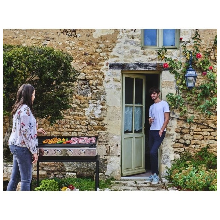 Plancha a gaz 4 feux Brasilia a poser - Acier émaillé - 84x41,4x19 c