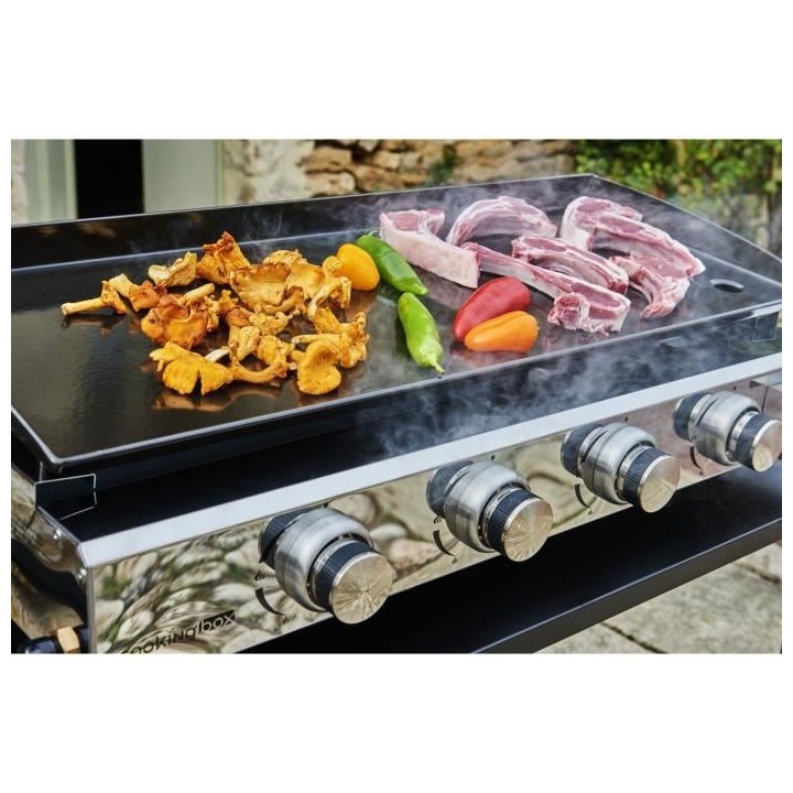 Plancha a gaz 4 feux Brasilia a poser - Acier émaillé - 84x41,4x19 c