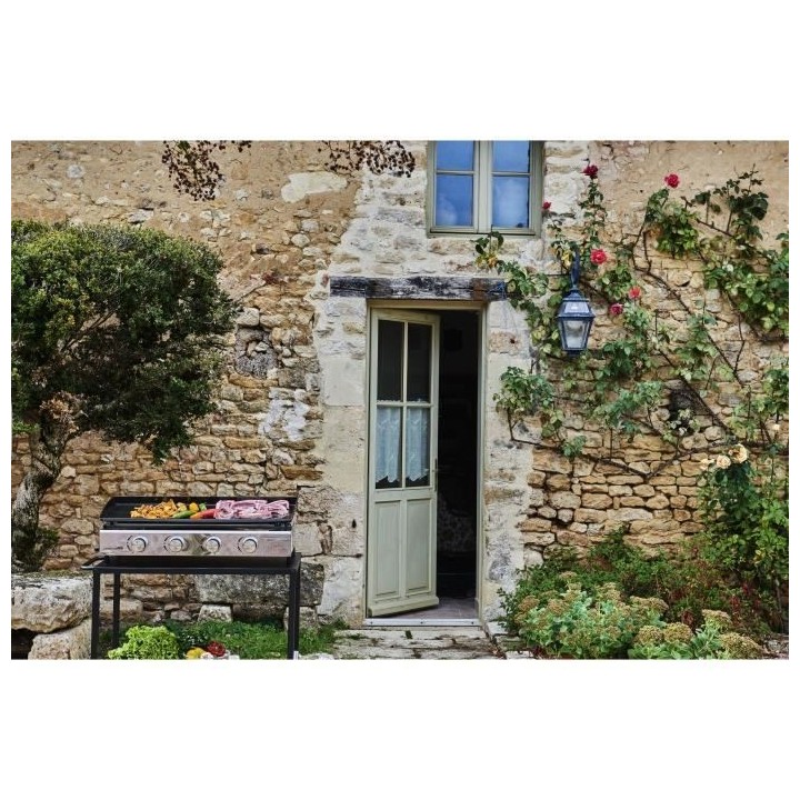 Plancha a gaz 4 feux Brasilia a poser - Acier émaillé - 84x41,4x19 c