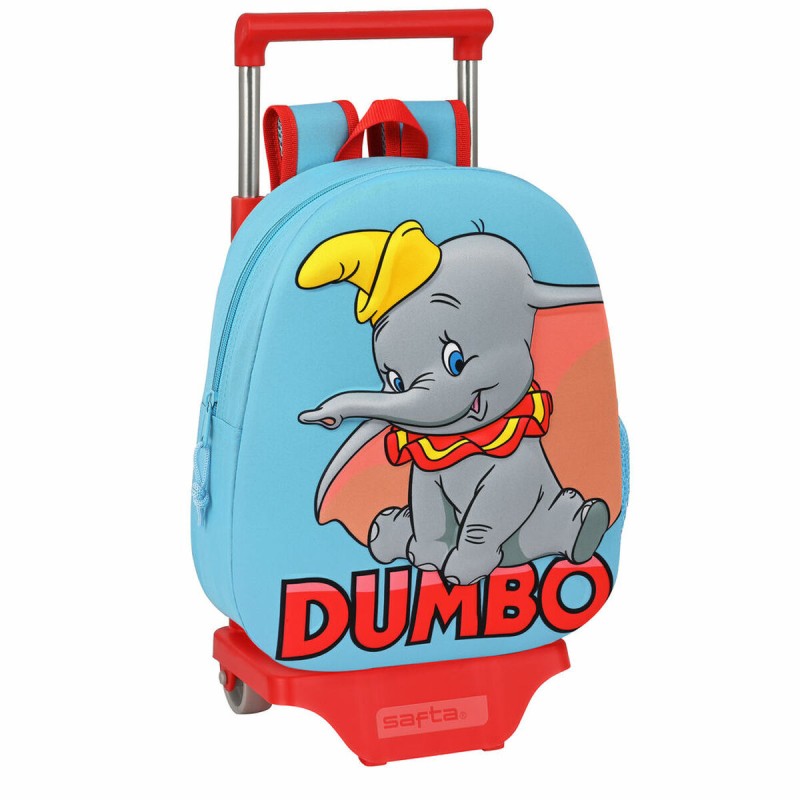 Cartable 3D avec roulettes Disney Dumbo Rouge Bleu clair (28 x 10 x 67 cm)