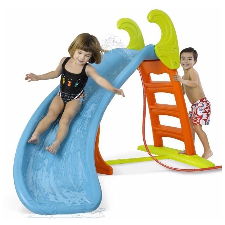 Toboggan courbe avec raccordement a eau Feber