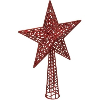 FEERIC LIGHTS & CHRISTMAS Cimier Etoile pailleté - H 38 cm - Rouge