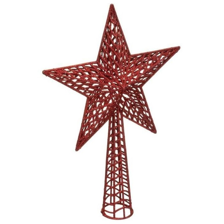 FEERIC LIGHTS & CHRISTMAS Cimier Etoile pailleté - H 38 cm - Rouge