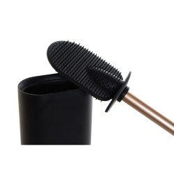 Brosse de salle de wc DKD Home Decor Noir Doré Résine 10 x 6 x 40 cm