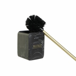 Brosse de salle de wc DKD Home Decor Noir Doré Métal Résine Marbre 9,5 x 9,5 x 37 cm