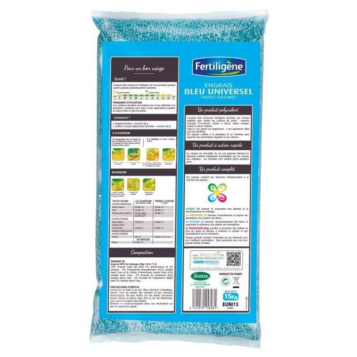 FERTILIGENE Engrais Bleu Universel - 15 kg